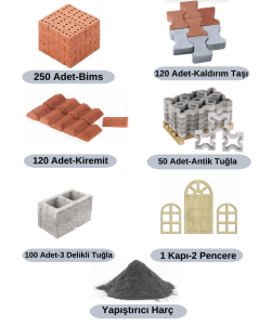 Minyatür Tuğla Antik Ev İnşaat Seti