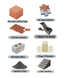 Minyatür 3 Delikli Tuğla İnşaat Seti (Yol Bandı+Merdiven)
