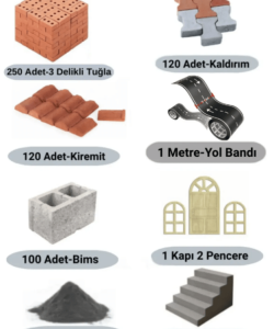 Minyatür 3 Delikli Tuğla İnşaat Seti (Yol Bandı+Merdiven)