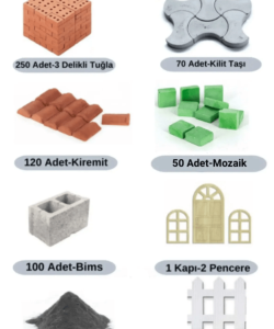 Minyatür Tuğla Orta Paket İnşaat Seti (Kilit Taşı+Mozaik)