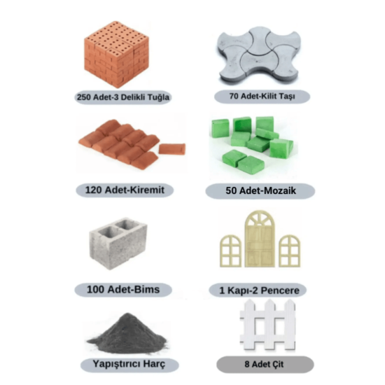 Minyatür Tuğla Orta Paket İnşaat Seti (Kilit Taşı+Mozaik) Minyatür Tuğla Orta Paket İnşaat Seti (Kilit Taşı+Mozaik)