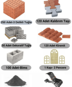 Minyatür 3 Delikli Tuğla İnşaat Seti (Yol Band'lı) Paket